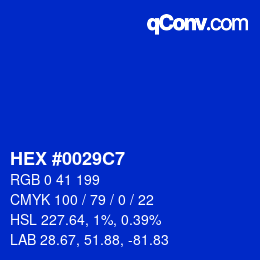 Color code: HEX #0029C7 | qconv.com