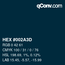 Color code: HEX #002A3D | qconv.com