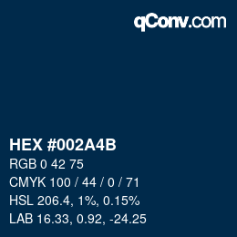 Farbcode: HEX #002A4B | qconv.com