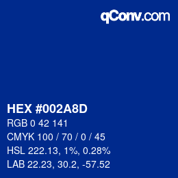 Color code: HEX #002A8D | qconv.com