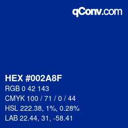 Color code: HEX #002A8F | qconv.com