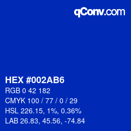 Color code: HEX #002AB6 | qconv.com