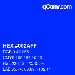 Color code: HEX #002AFF | qconv.com