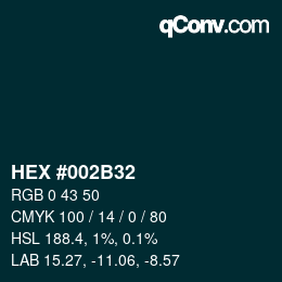 カラーコード: HEX #002B32 | qconv.com