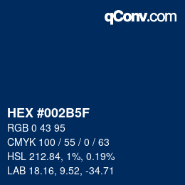 Code couleur: HEX #002B5F | qconv.com