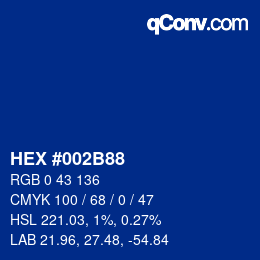 Color code: HEX #002B88 | qconv.com