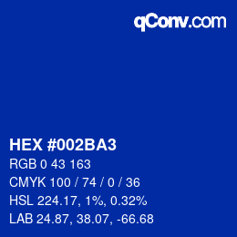 Color code: HEX #002BA3 | qconv.com