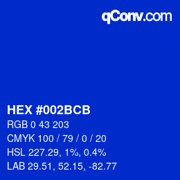 Color code: HEX #002BCB | qconv.com