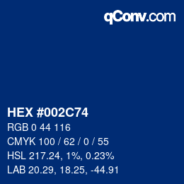 Color code: HEX #002C74 | qconv.com