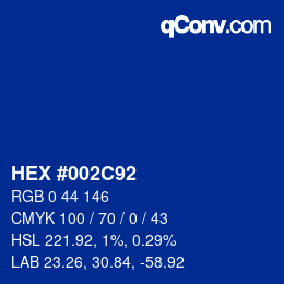 Color code: HEX #002C92 | qconv.com