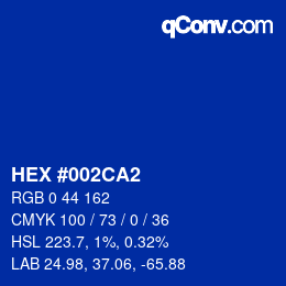 カラーコード: HEX #002CA2 | qconv.com