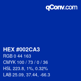 カラーコード: HEX #002CA3 | qconv.com