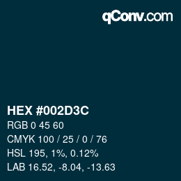 Color code: HEX #002D3C | qconv.com