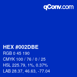 颜色代码: HEX #002DBE | qconv.com
