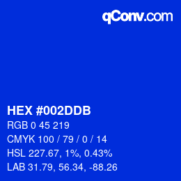 カラーコード: HEX #002DDB | qconv.com
