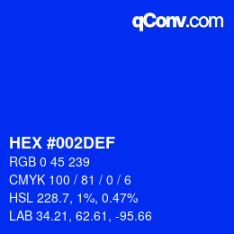 Color code: HEX #002DEF | qconv.com