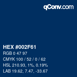 Color code: HEX #002F61 | qconv.com