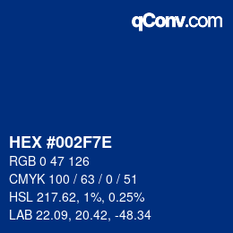 Color code: HEX #002F7E | qconv.com
