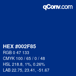 Color code: HEX #002F85 | qconv.com