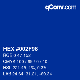 颜色代码: HEX #002F98 | qconv.com