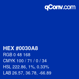 Color code: HEX #0030A8 | qconv.com