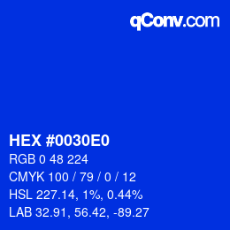 Color code: HEX #0030E0 | qconv.com