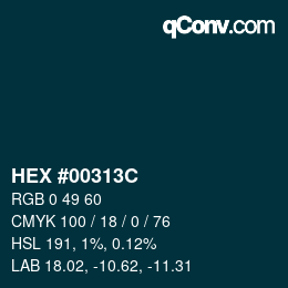 Farbcode: HEX #00313C | qconv.com