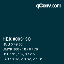 Farbcode: HEX #00313C | qconv.com