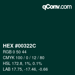 Color code: HEX #00322C | qconv.com