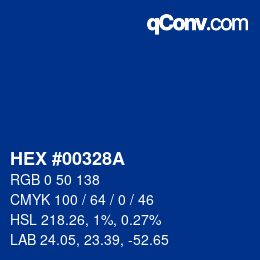 Color code: HEX #00328A | qconv.com