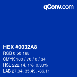 Color code: HEX #0032A8 | qconv.com