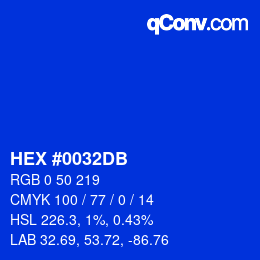カラーコード: HEX #0032DB | qconv.com