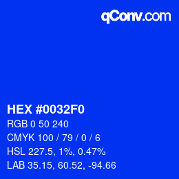 Color code: HEX #0032F0 | qconv.com