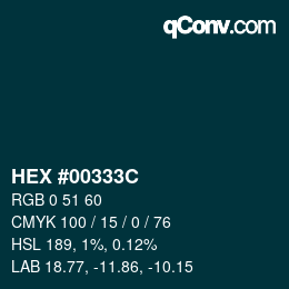 Color code: HEX #00333C | qconv.com