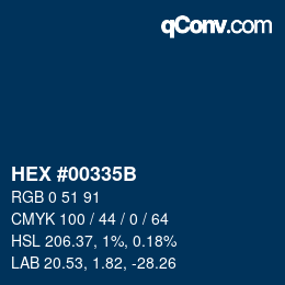 Code couleur: HEX #00335B | qconv.com