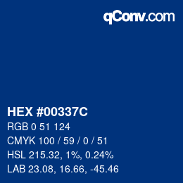 Color code: HEX #00337C | qconv.com