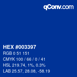 颜色代码: HEX #003397 | qconv.com