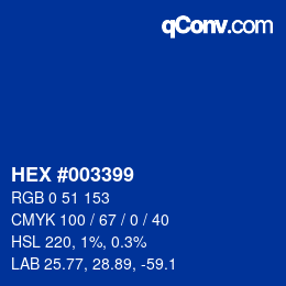 颜色代码: HEX #003399 | qconv.com