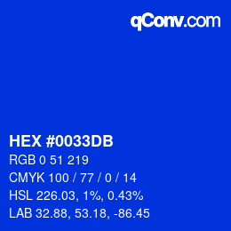 カラーコード: HEX #0033DB | qconv.com