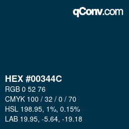 Color code: HEX #00344C | qconv.com