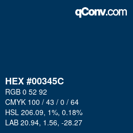 Color code: HEX #00345C | qconv.com