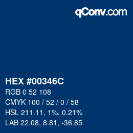 Color code: HEX #00346C | qconv.com