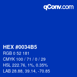 カラーコード: HEX #0034B5 | qconv.com