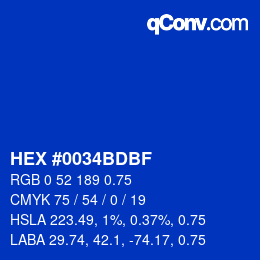 Farbcode: HEX #0034BDBF | qconv.com