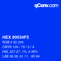 Color code: HEX #0034F5 | qconv.com