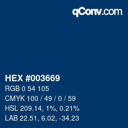 颜色代码: HEX #003669 | qconv.com