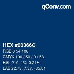 颜色代码: HEX #00366C | qconv.com