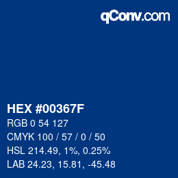 Color code: HEX #00367F | qconv.com