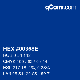 Code couleur: HEX #00368E | qconv.com