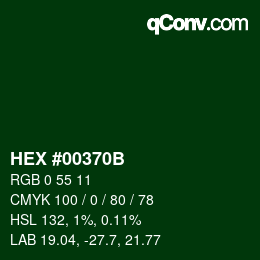 Color code: HEX #00370B | qconv.com